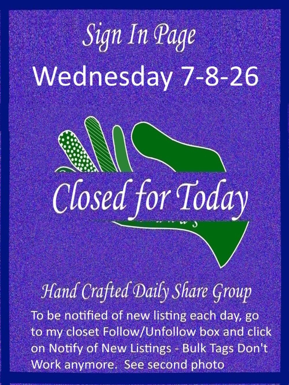 Wednesday 7-8-2026 Hand Crafted Handmade Share Group Part One - Sign In